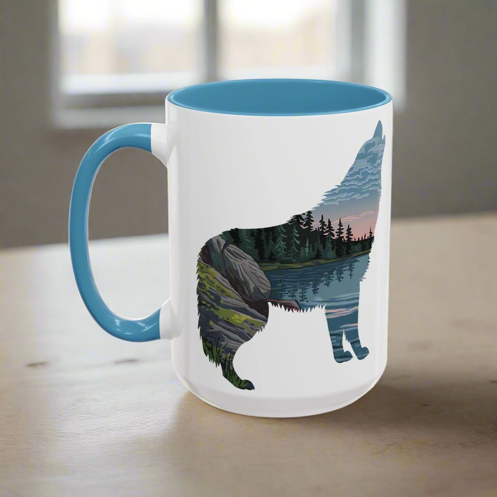 Voyageurs National Park Accent Mug Wolf Mug Printify 11oz Light Blue