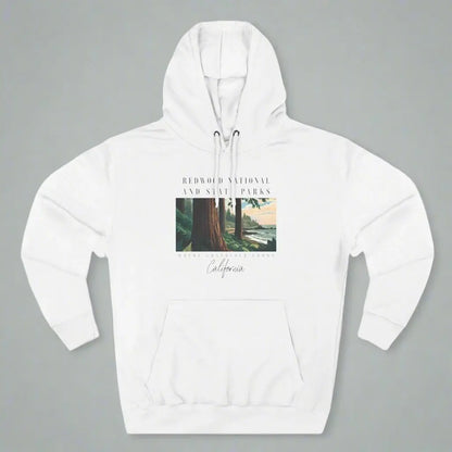 Redwood State and National Parks Unisex Fit Fleece Hoodie Hoodie Printify S White
