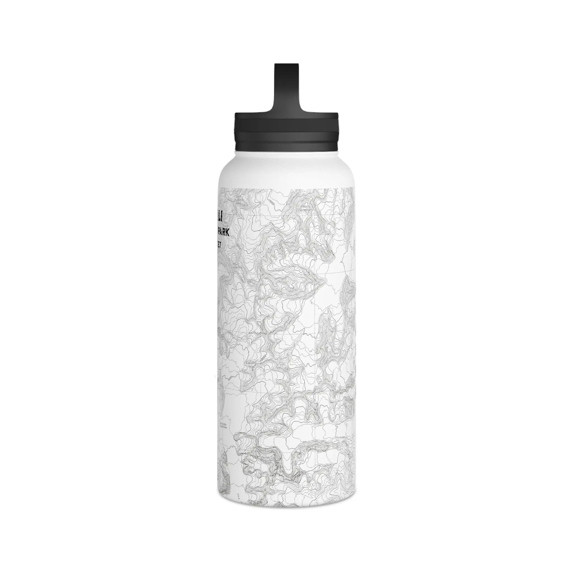 Denali National Park Topographic Stainless Steel Water Bottle Handle Lid Alaska 20,310 Ft. Mug Printify