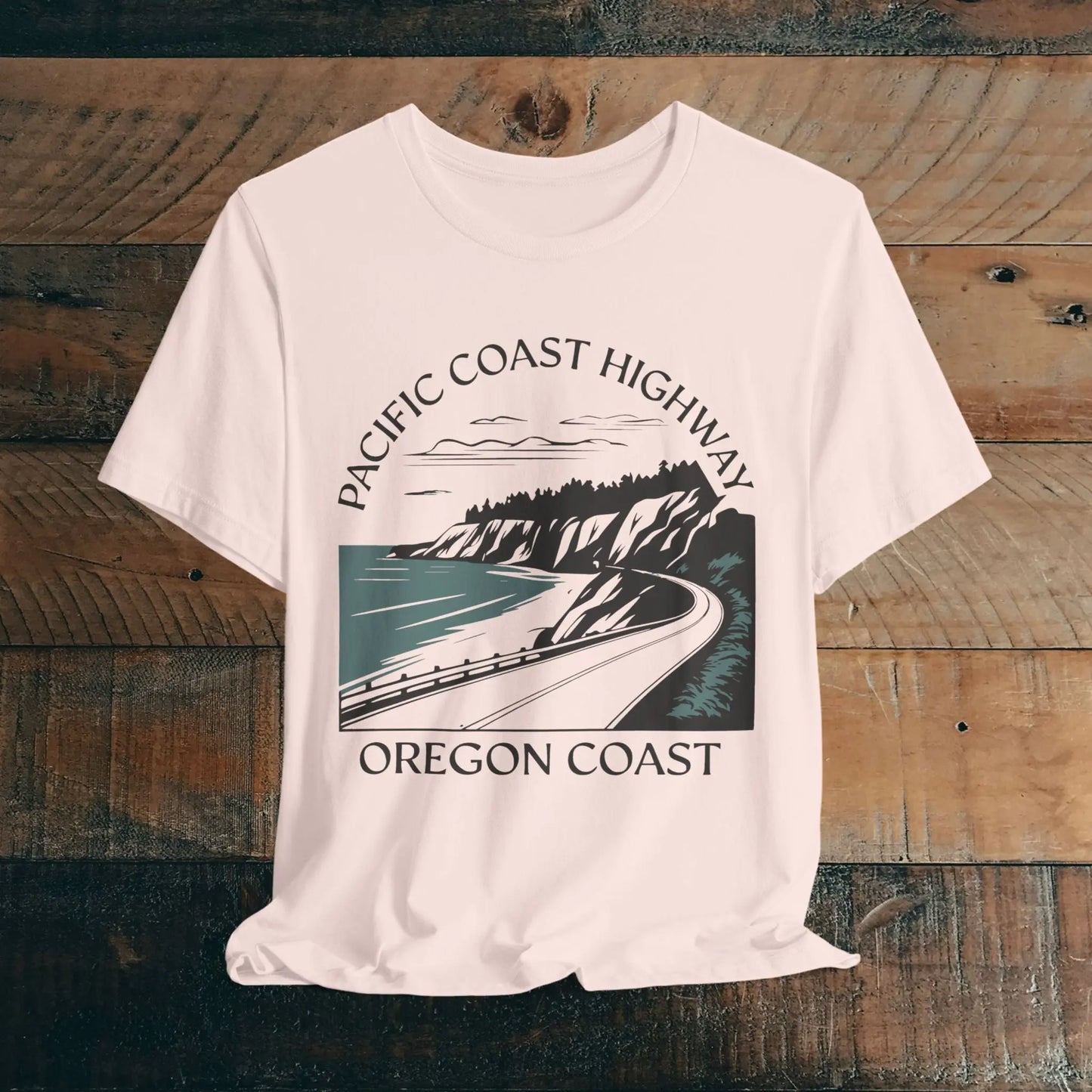Oregon Pacific Coast Highway Unisex T-shirt PCH T-Shirt Printify Soft Pink XS