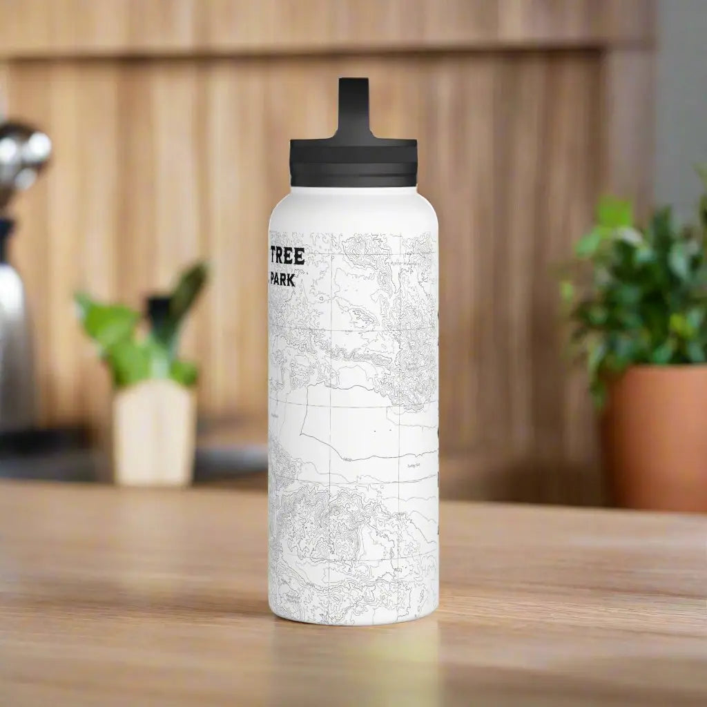 Joshua Tree National Park Topographic Stainless Steel Water Bottle Handle Lid California water bottle Printify
