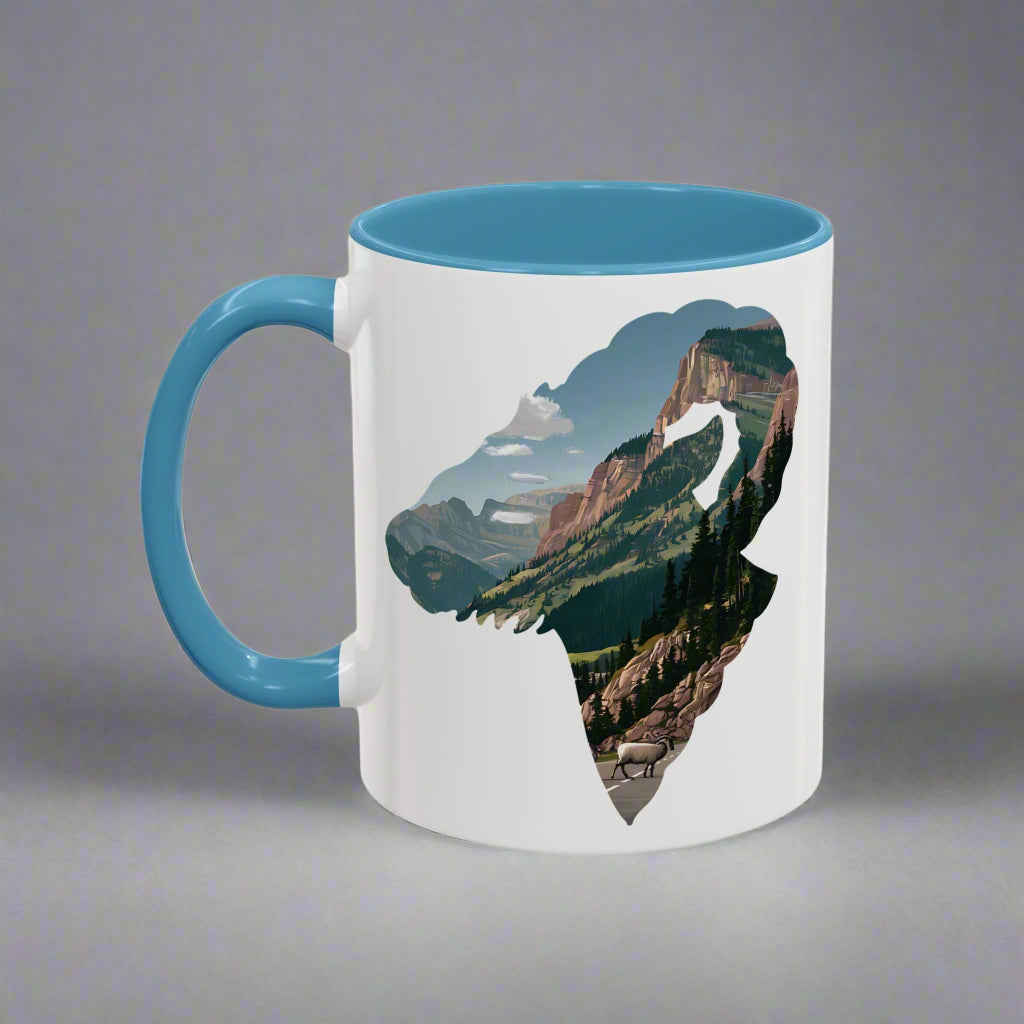 Glacier National Park Big Horned Sheep Colored Mug Mug Printify