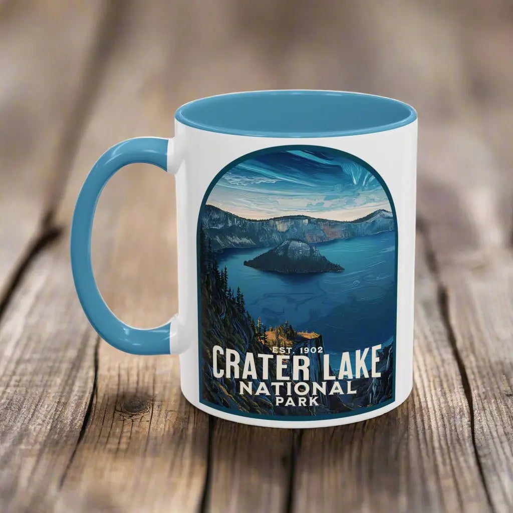 Crater Lake National Park Coffee Mug Mug Printify 11oz Light Blue