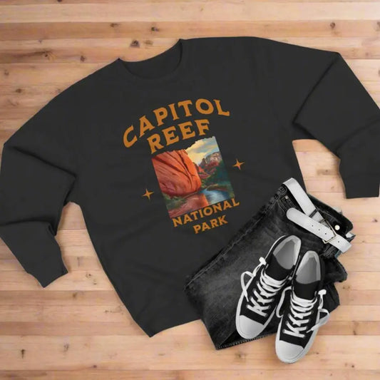 Capitol Reef National Park Unisex Crewneck Sweatshirt Sweatshirt Printify S Black