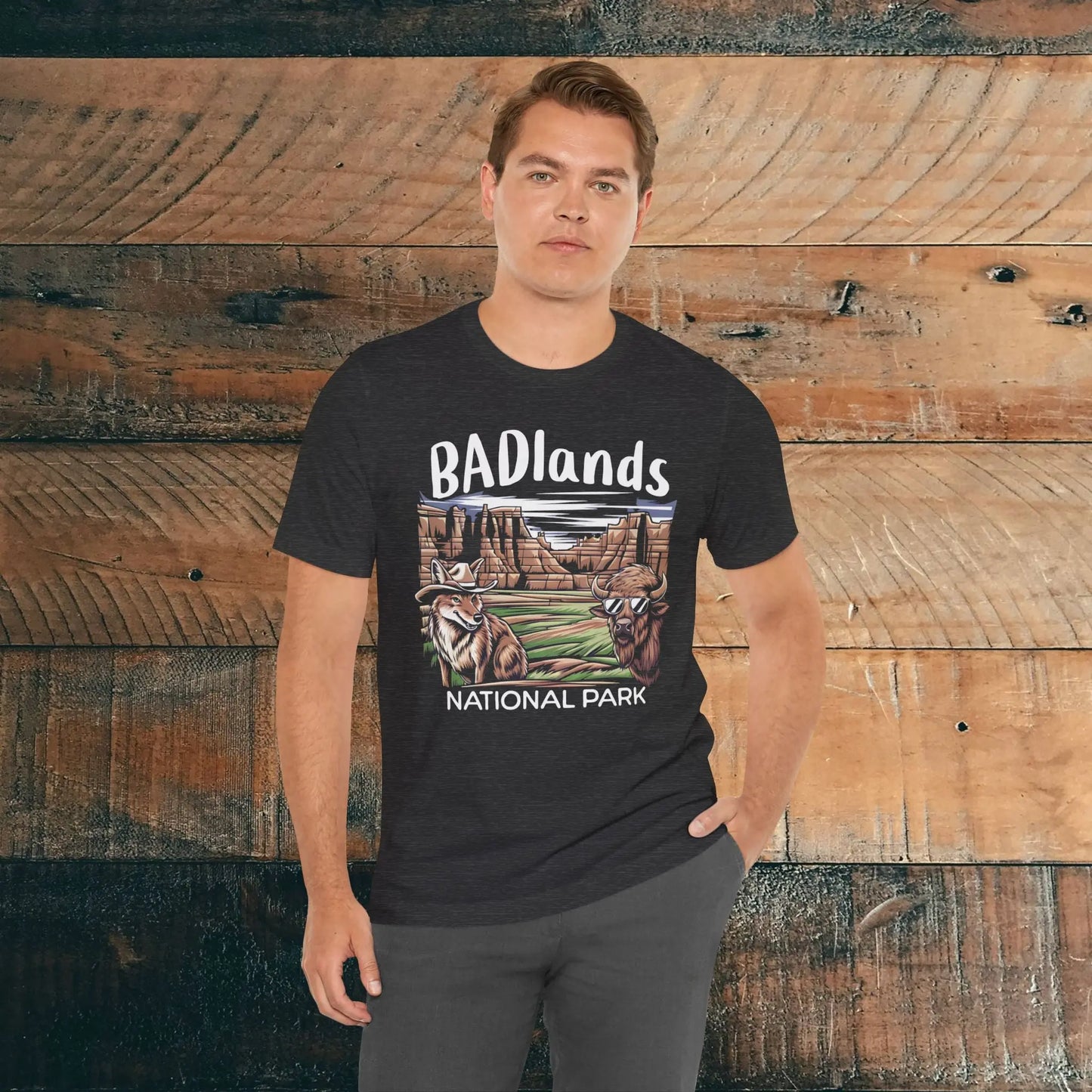 Bad Badlands National Park Unisex T-shirt Buffalo Coyote T-Shirt Printify