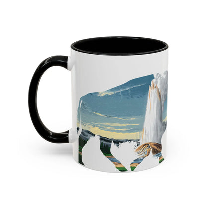 Yellowstone National Park Buffalo old Faithful Geyser Accent Coffee Mug 11oz 15oz Blue Black Pink Red Mug Printify