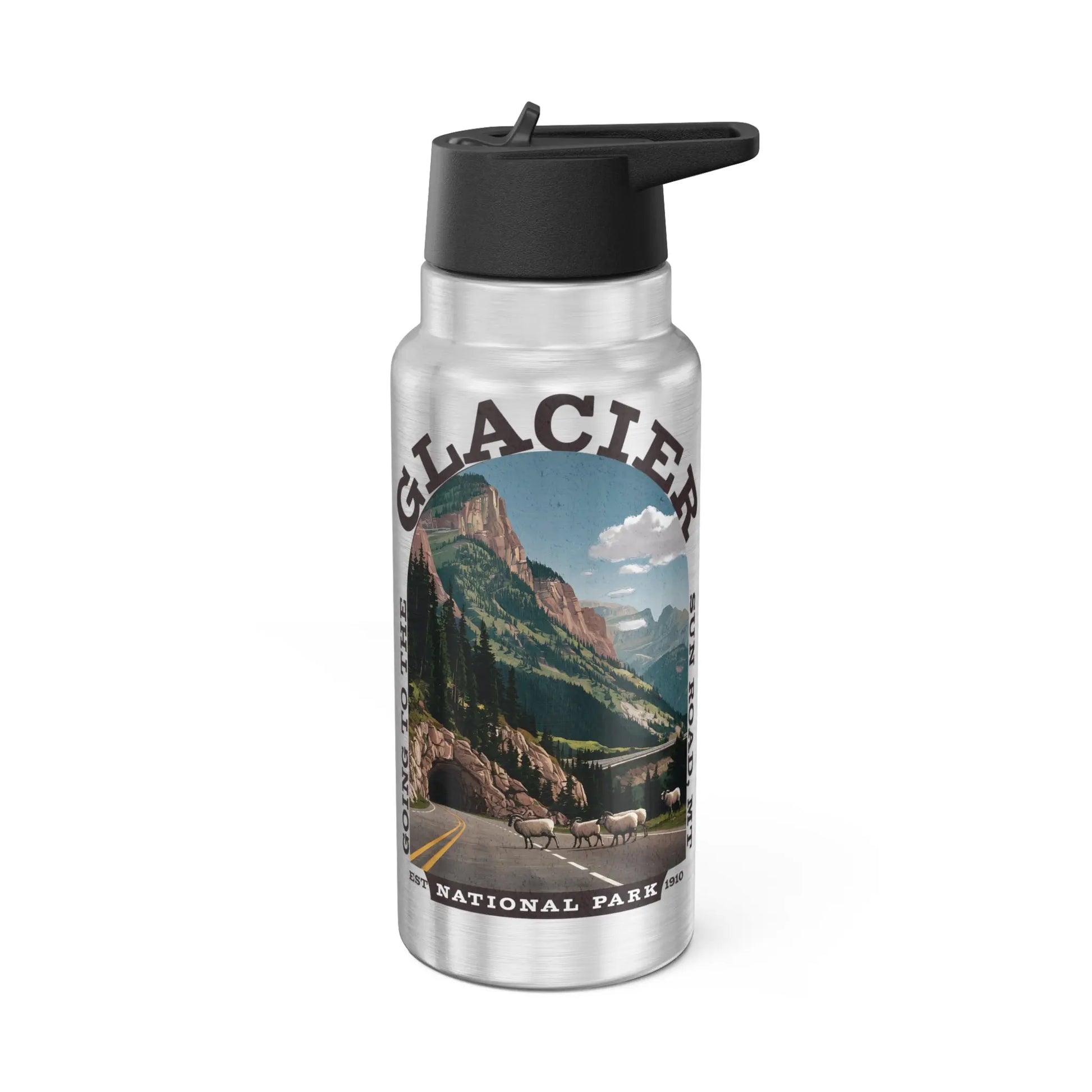 Glacier National Park Insulated Water Bottle Tumbler 32oz Going to the Sun Mug Printify