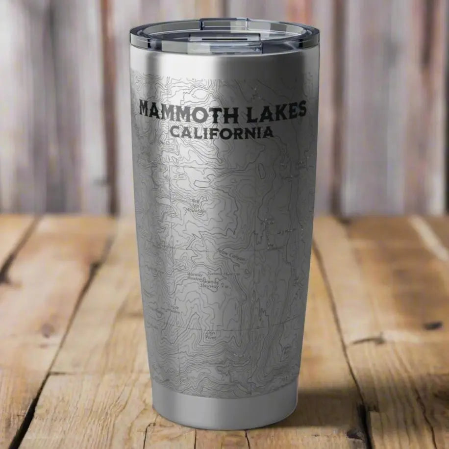 Mammoth Lakes California Topographic Tumbler 20oz USGS Map Mug Printify 20oz Silver