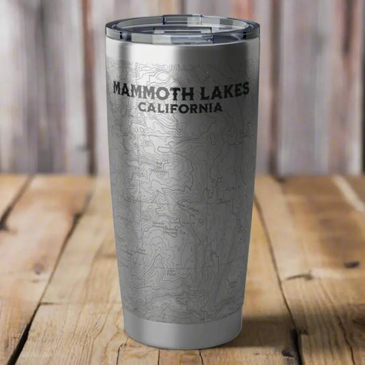 Mammoth Lakes California Topographic Tumbler 20oz USGS Map Mug Printify 20oz Silver