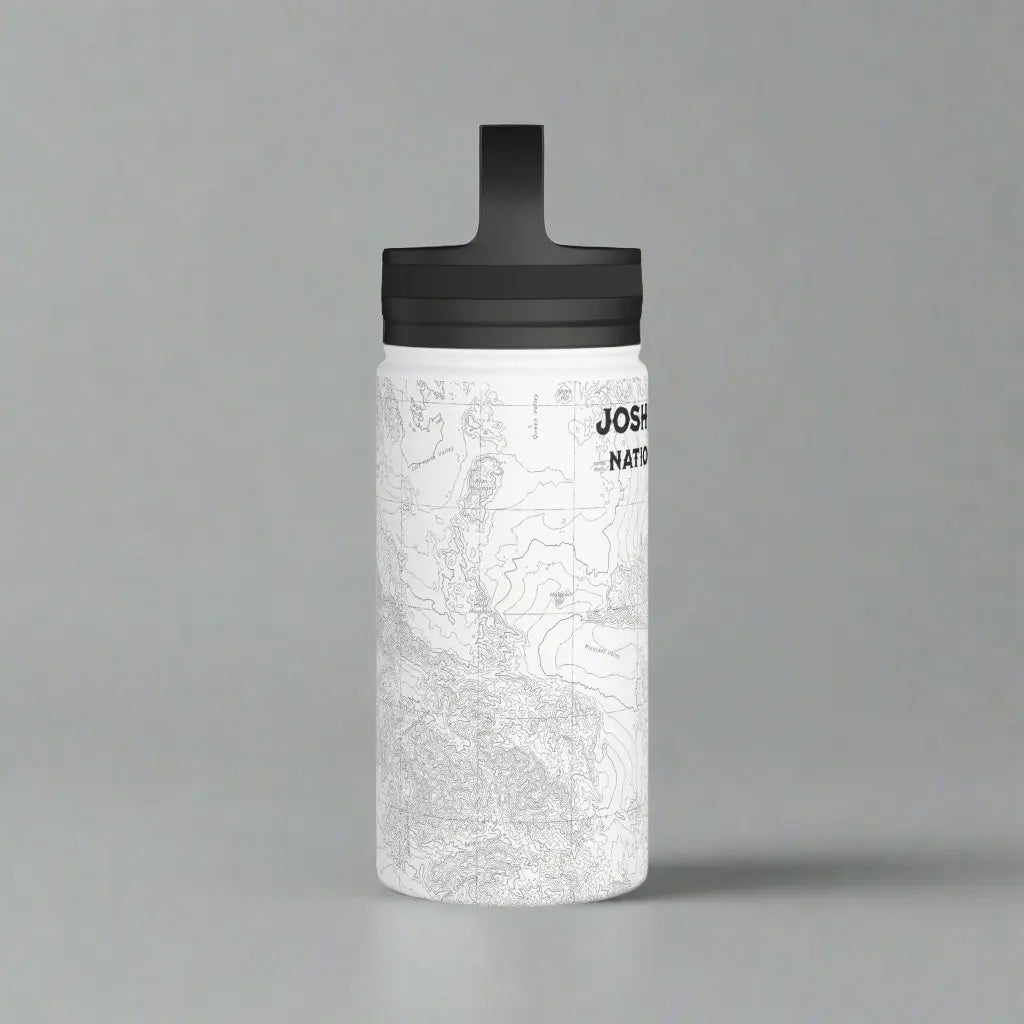 Joshua Tree National Park Topographic Stainless Steel Water Bottle Handle Lid California water bottle Printify