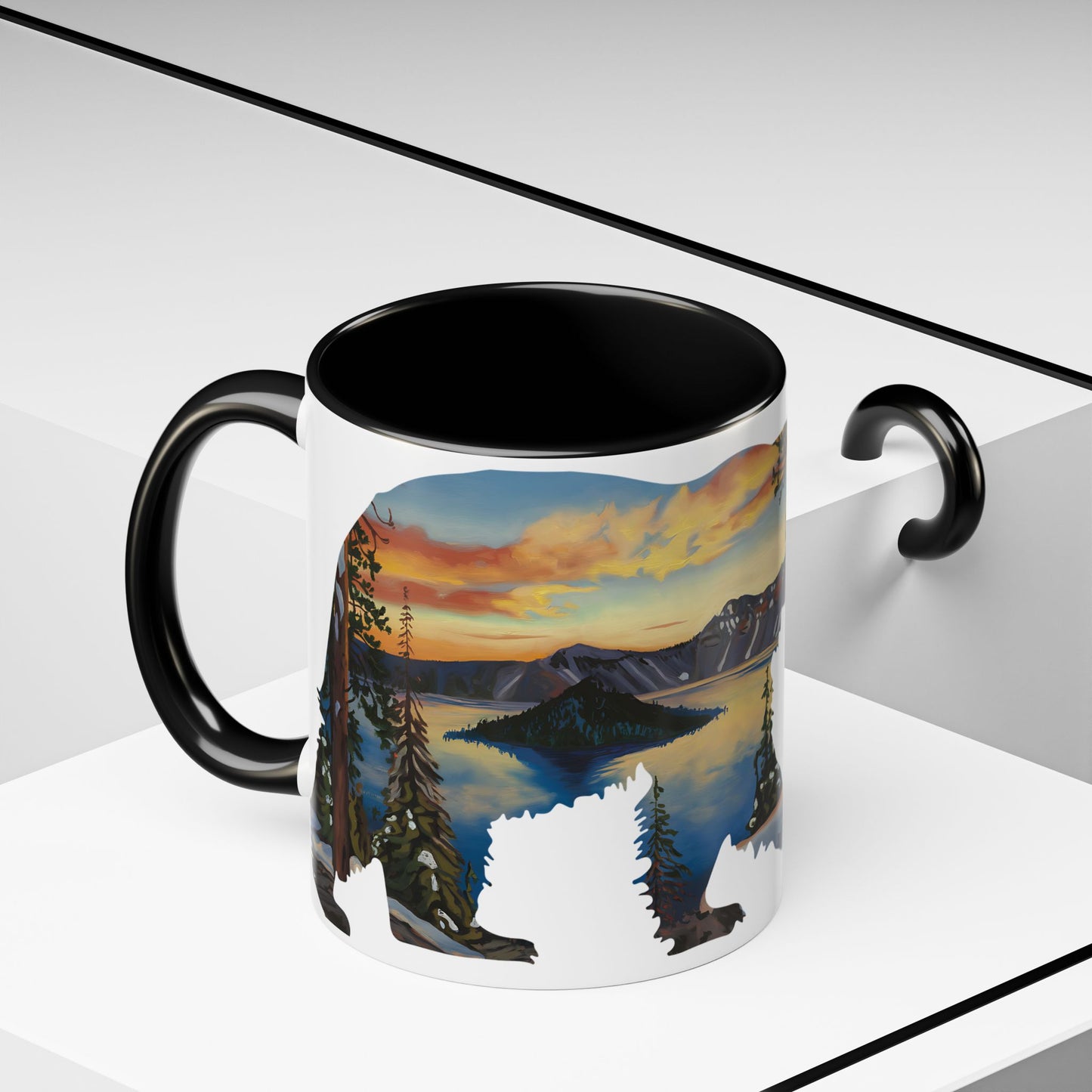 Crater Lake Bear Accent Mug Mug Printify