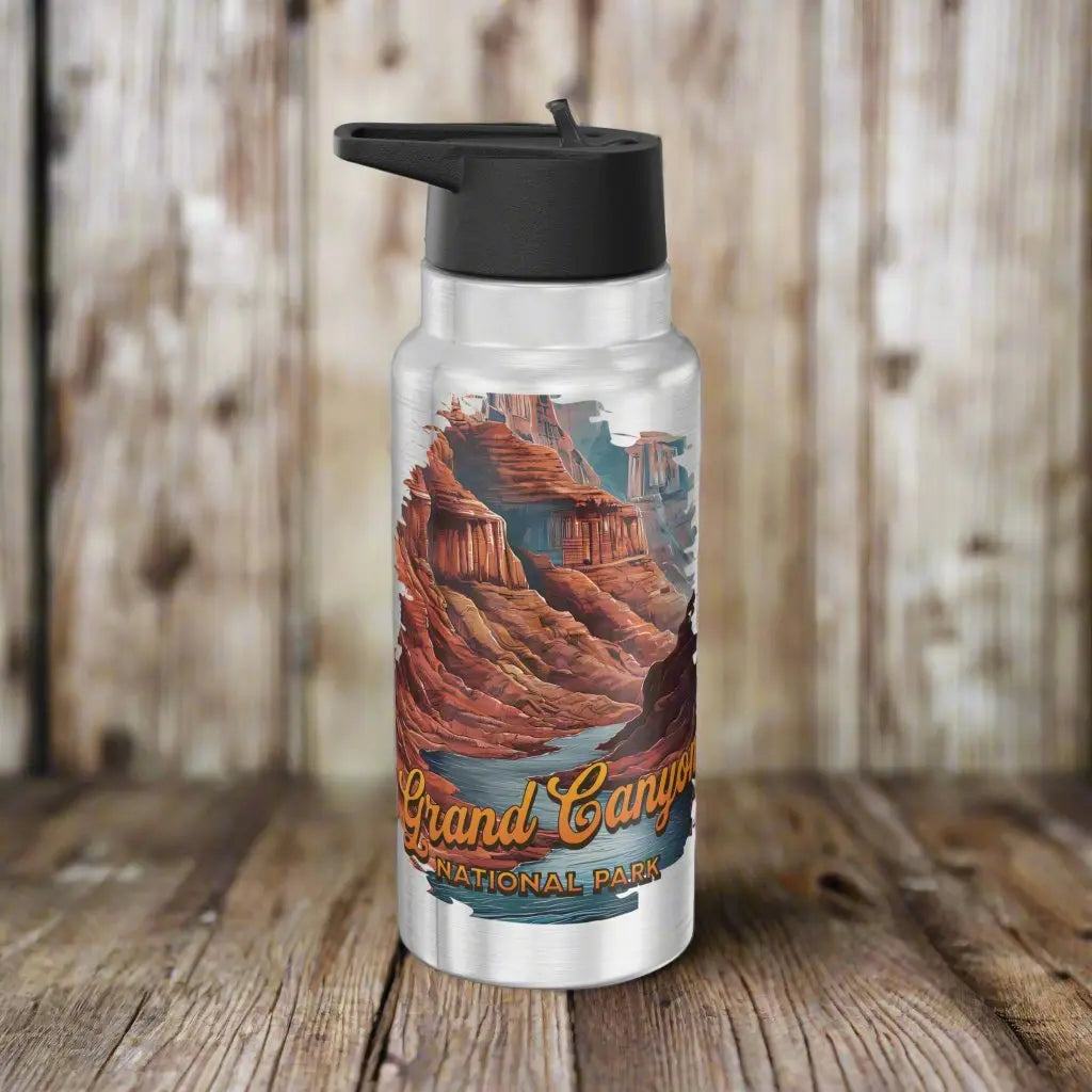 Grand Canyon National Park Insulated Water Bottle Tumbler 32oz Mug Printify Silver 32oz