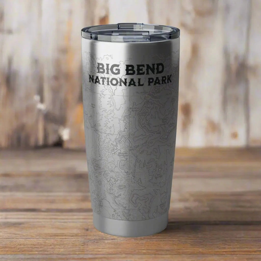 Big Bend National Park Topographic Tumbler 20oz USGS Map Print Tumbler Printify 20oz Silver