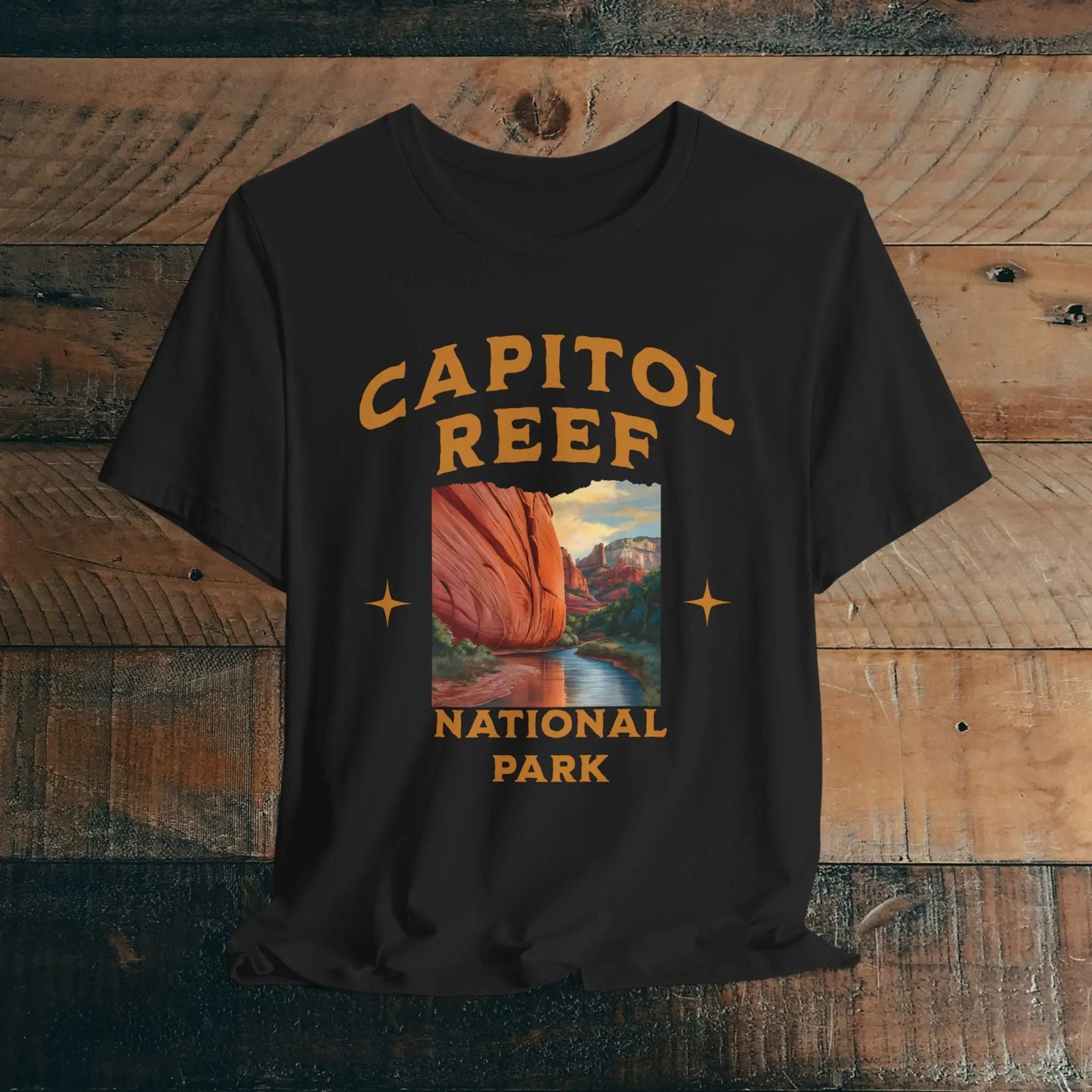 Capitol Reef National Park Unisex Fit Soft Tee River Red Rock T-Shirt T-Shirt Printify Black S