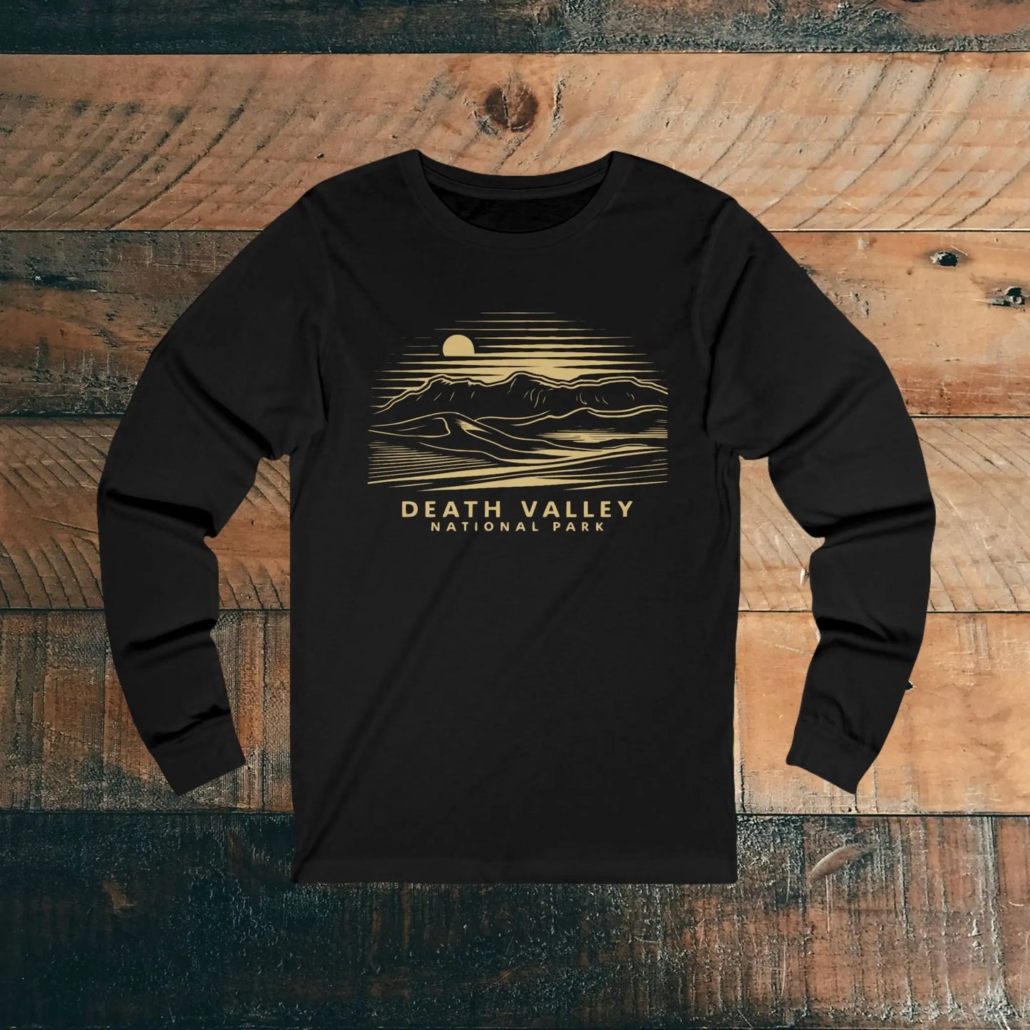 Death Valley National Park Unisex Fit Long Sleeve T-shirt Mountain Dunes Long-sleeve Printify S Black