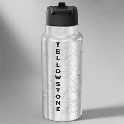Yellowstone National Park Topographic Insulated Water Bottle Tumbler 32oz Mug Printify