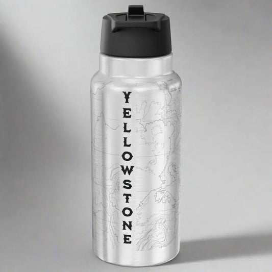 Yellowstone National Park Topographic Insulated Water Bottle Tumbler 32oz Mug Printify