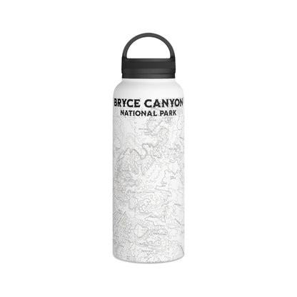 Bryce Canyon National Park Topographic Stainless Steel Water Bottle Handle Lid water bottle Printify White 32oz