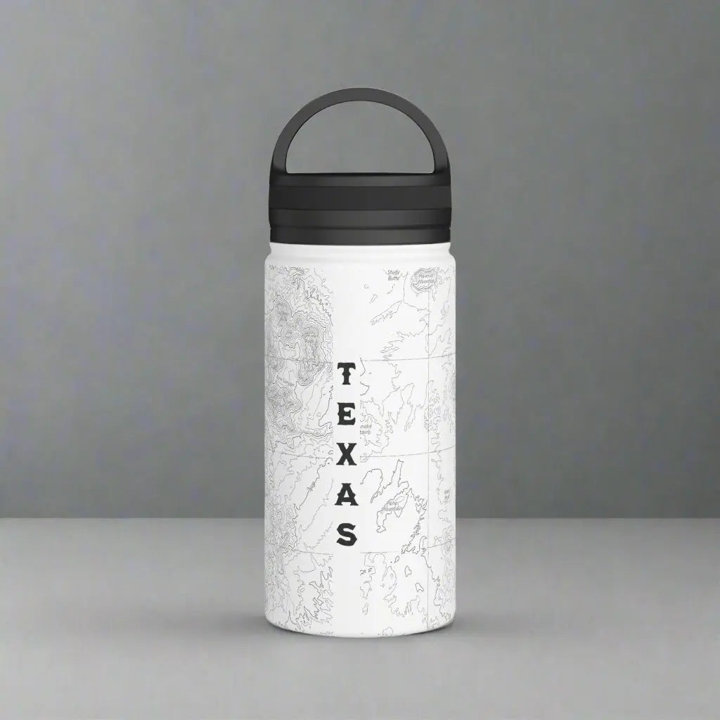 Big Bend National Park Topographic Stainless Steel Water Bottle Handle Lid Texas water bottle Printify