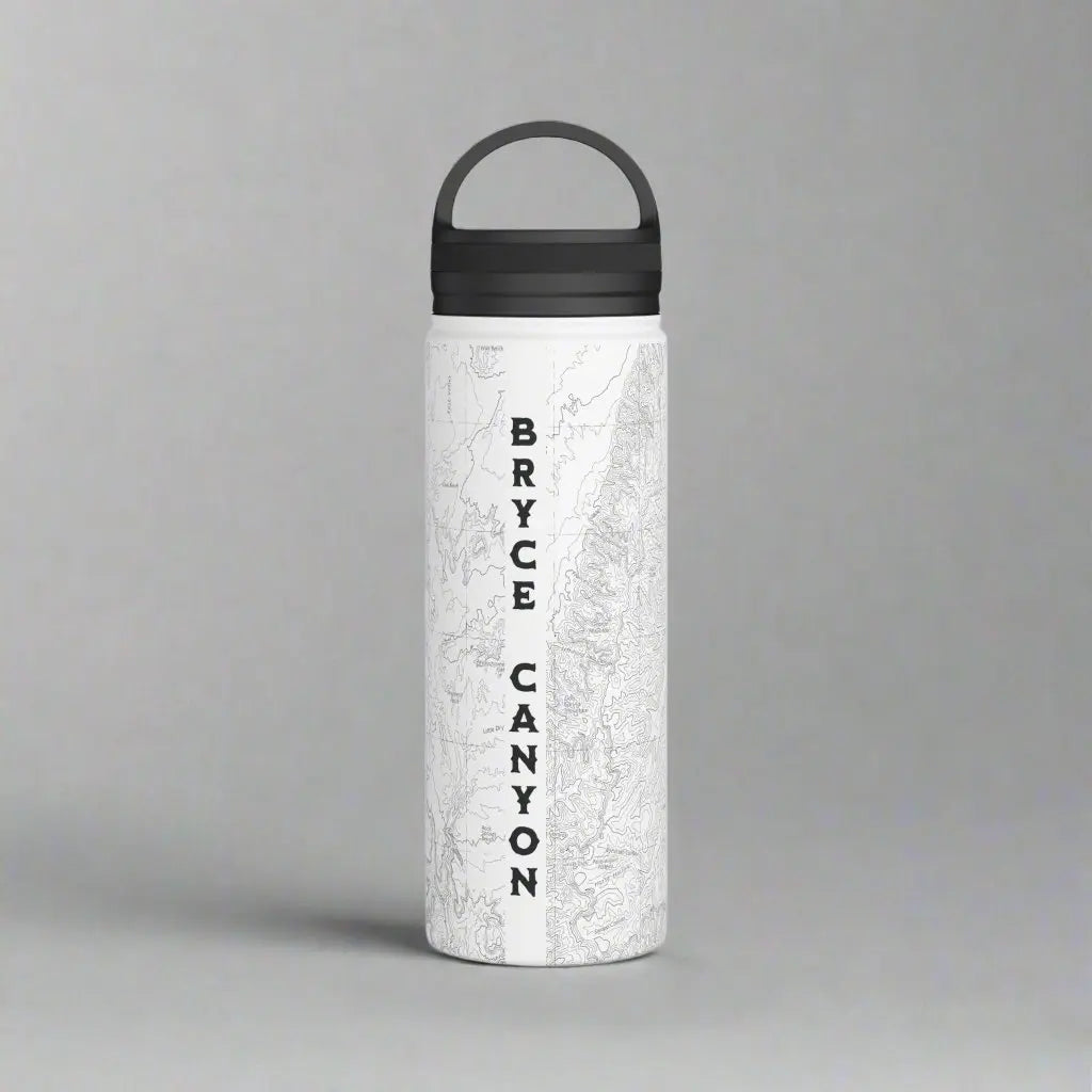 Bryce Canyon National Park Topographic Stainless Steel Water Bottle Handle Lid water bottle Printify