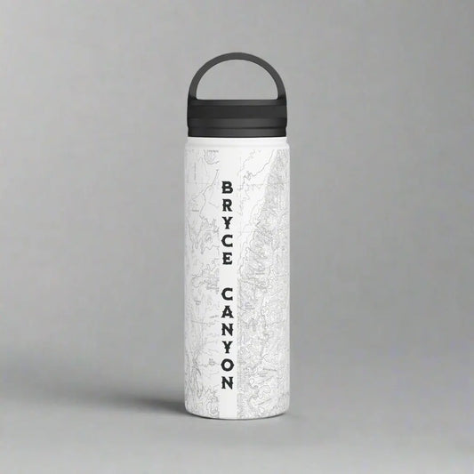 Bryce Canyon National Park Topographic Stainless Steel Water Bottle Handle Lid water bottle Printify