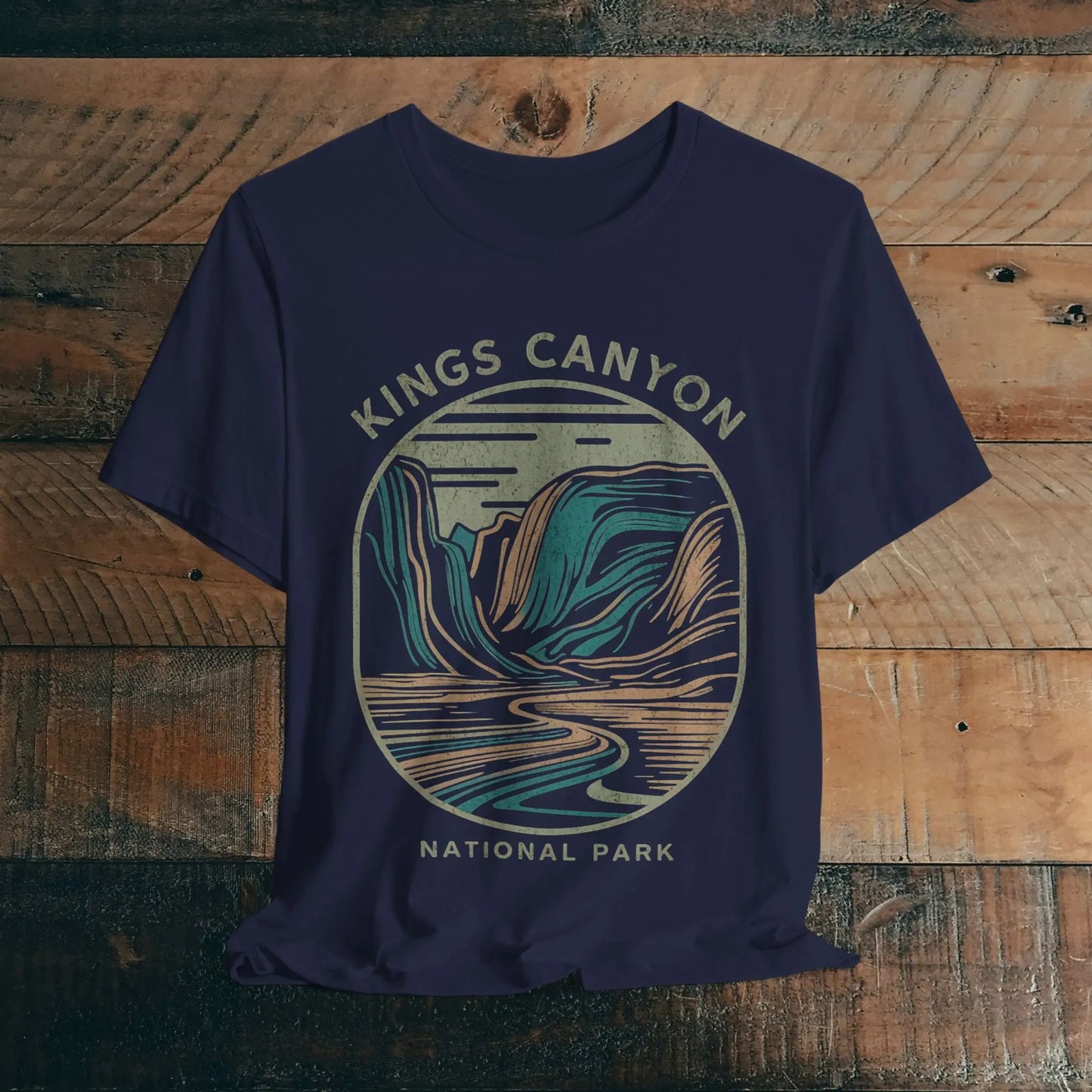 Kings Canyon National Park Unisex Fit Soft T-Shirt Line Art T-Shirt Printify Navy S