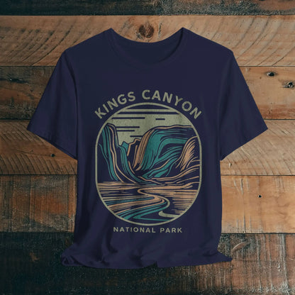 Kings Canyon National Park Unisex Fit Soft T-Shirt Line Art T-Shirt Printify Navy S
