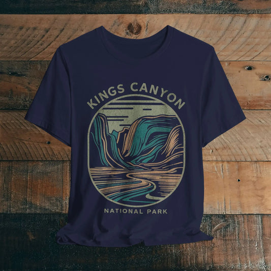 Kings Canyon National Park Unisex Fit Soft T-Shirt Line Art T-Shirt Printify Navy S