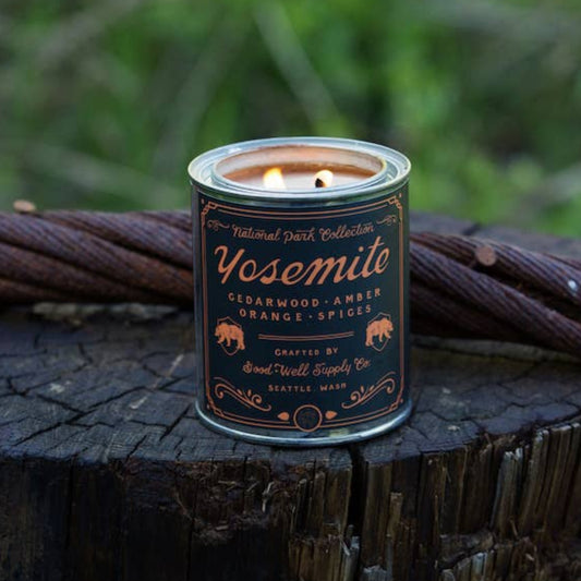 Yosemite National Park Candle 8oz candle Good & Well Supply Co. Wood Wick 1/2 Pint