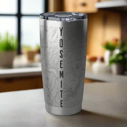 Yosemite National Park Topographic Tumbler 20oz Mug Printify 20oz Silver