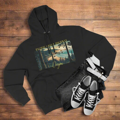 Pacific Coast Highway Oregon Shore Large Print Unisex Fit Fleece Hoodie Dark Colors Hoodie Printify S Black