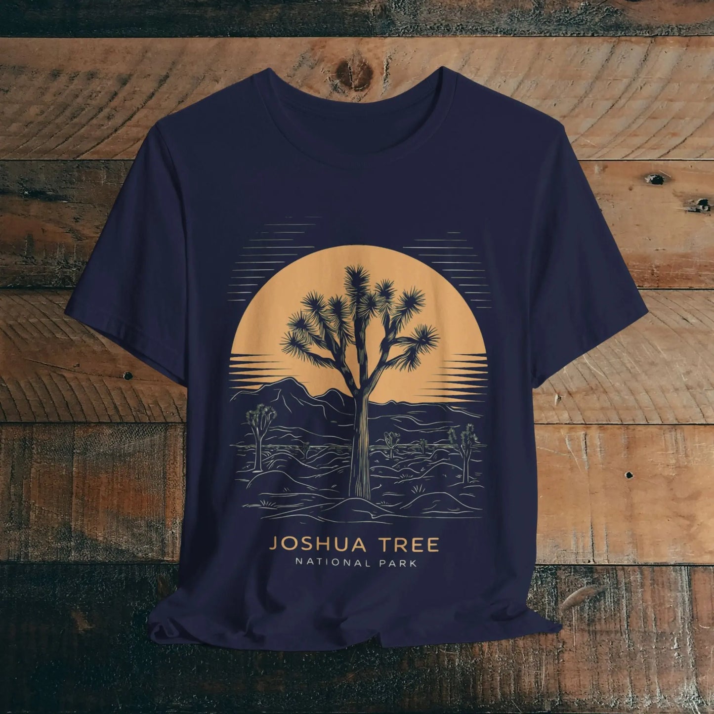 Joshua Tree National Park Unisex Fit Soft T-Shirt Desert Line Art T-Shirt Printify Navy S