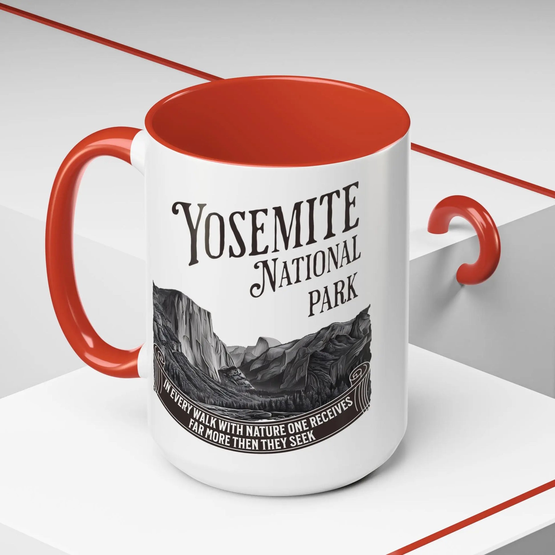 Yosemite National Park Coffee Mug 11oz 15oz Walk With Nature John Muir Quote Blue Black Pink Red Mug Printify