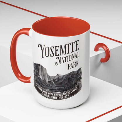 Yosemite National Park Coffee Mug 11oz 15oz Walk With Nature John Muir Quote Blue Black Pink Red Mug Printify