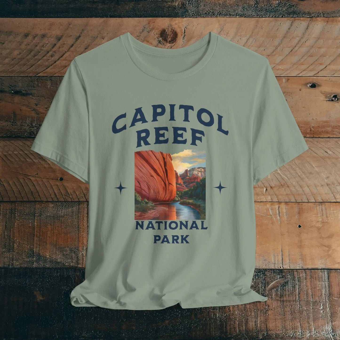 Capitol Reef National Park Unisex Fit Soft Tee River Red Rock T-Shirt T-Shirt Printify Sage XS