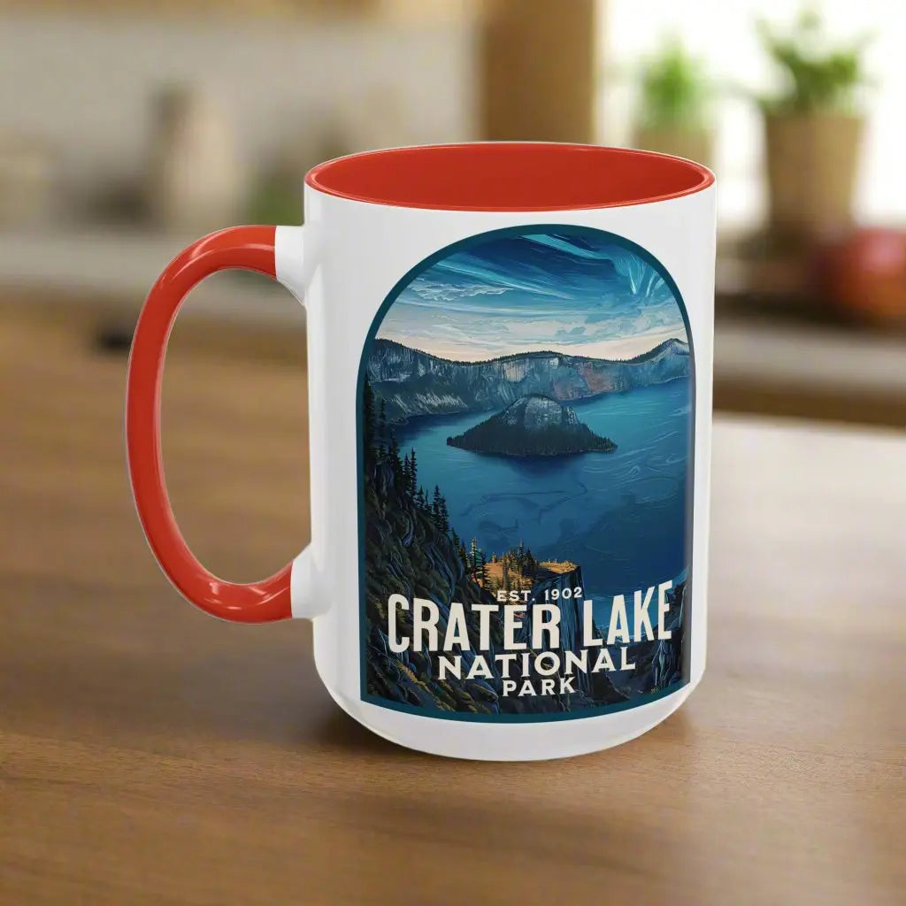 Crater Lake National Park Coffee Mug Mug Printify 15oz Red