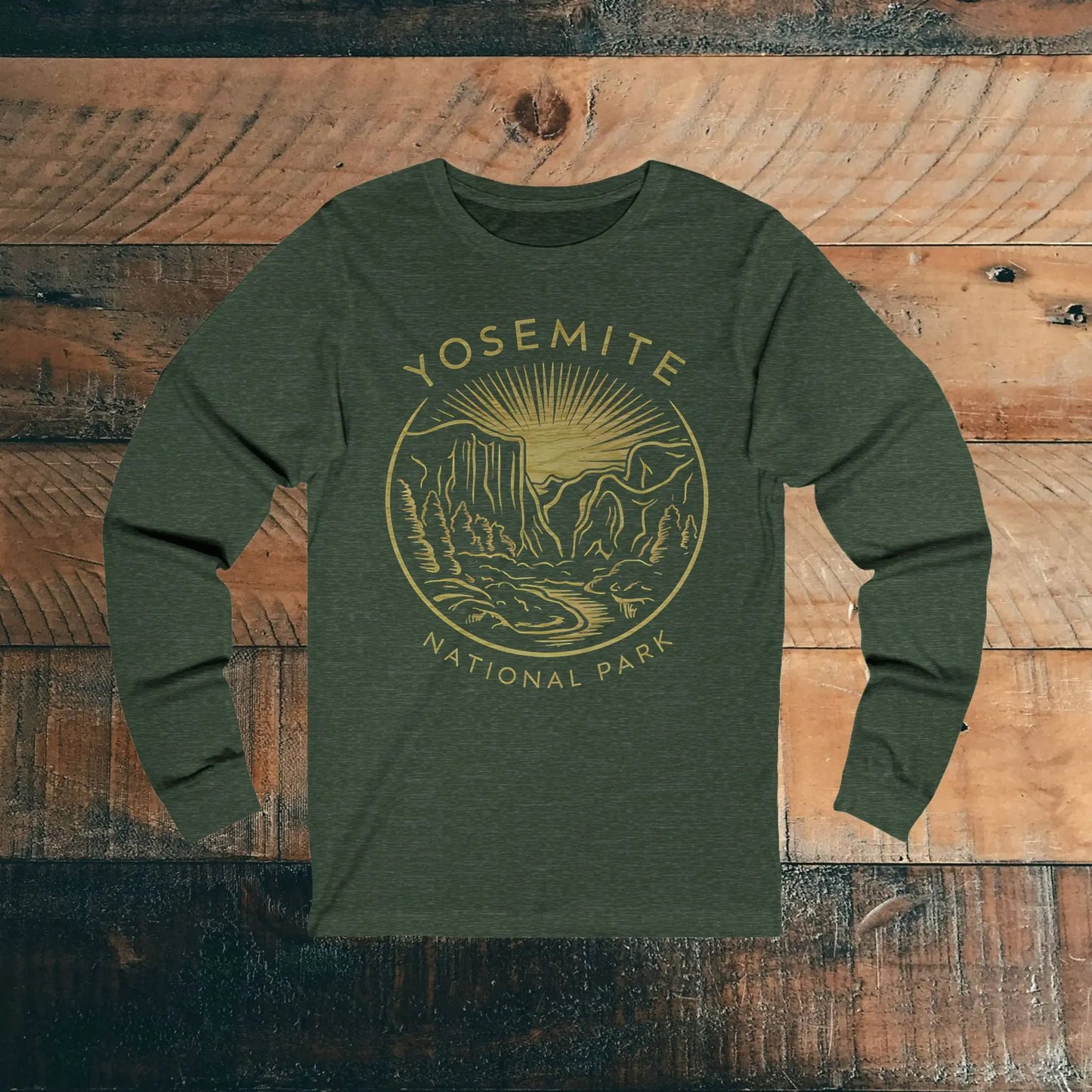 Yosemite National Park Unisex Fit Long Sleeve T-shirt Valley Long-sleeve Printify S Heather Forest