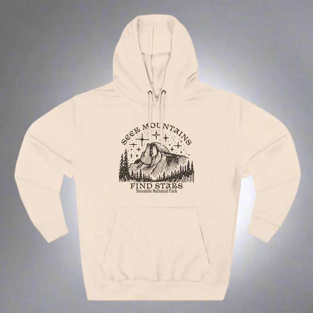 Seek Mountains Find Stars Yosemite National Park Fleece Hoodie Hoodie Printify S Pale Pink