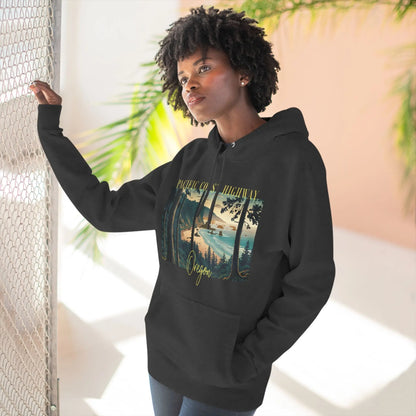 Pacific Coast Highway Oregon Shore Large Print Unisex Fit Fleece Hoodie Dark Colors Hoodie Printify