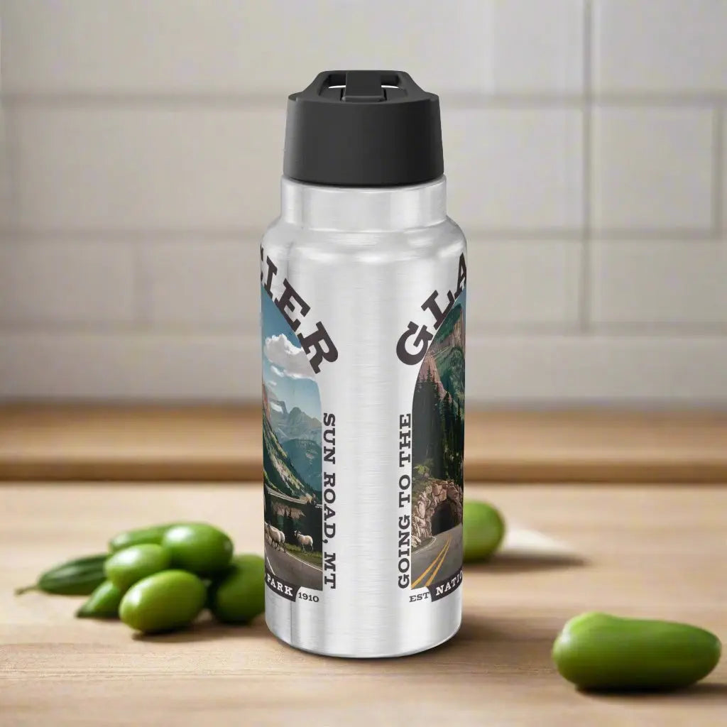 Glacier National Park Insulated Water Bottle Tumbler 32oz Going to the Sun Mug Printify