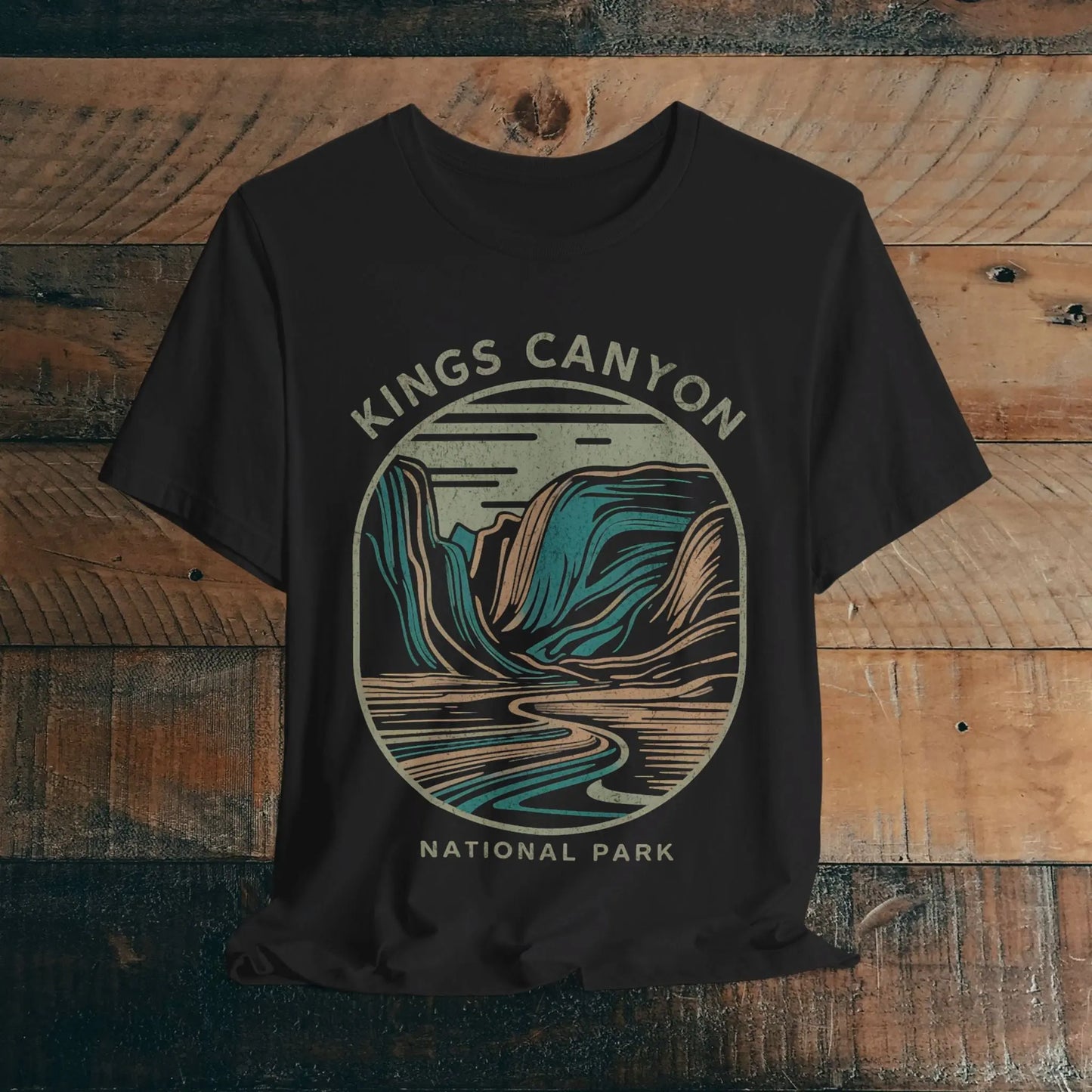 Kings Canyon National Park Unisex Fit Soft T-Shirt Line Art T-Shirt Printify Black S