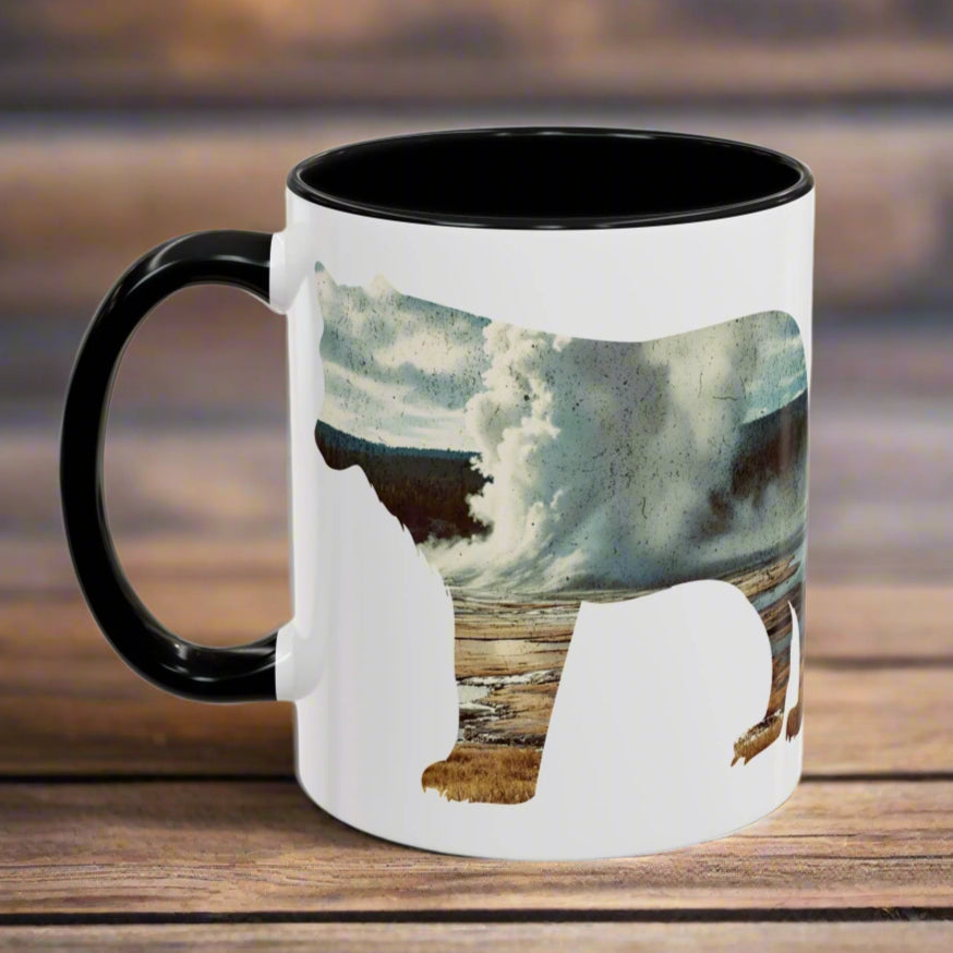 Yellowstone Wolf Accent Mug Mug Printify 11oz Black