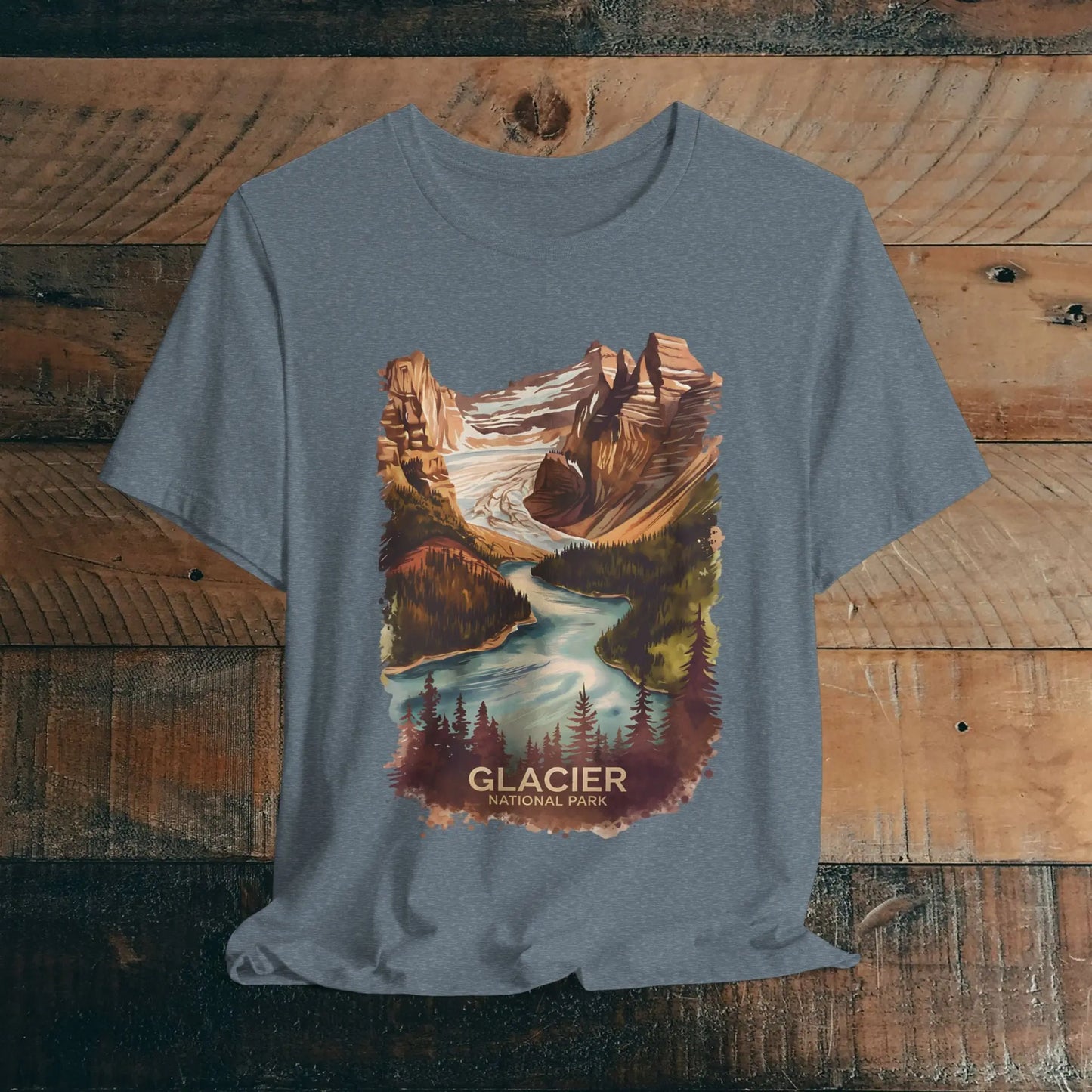 Glacier National Park Unisex T-Shirt T-Shirt Printify Heather Slate XS