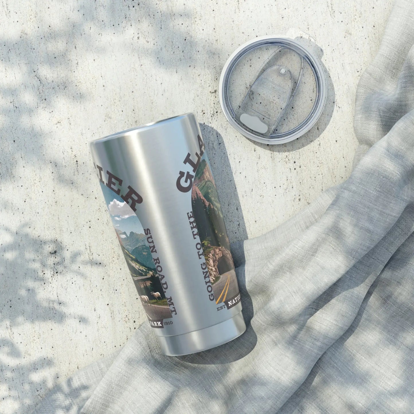 Glacier National Park Insulated 20oz Tumbler Going to the Sun Rd. Mug Printify 20oz Silver