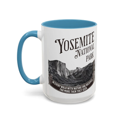 Yosemite National Park Coffee Mug 11oz 15oz Walk With Nature John Muir Quote Blue Black Pink Red Mug Printify 15oz Light Blue