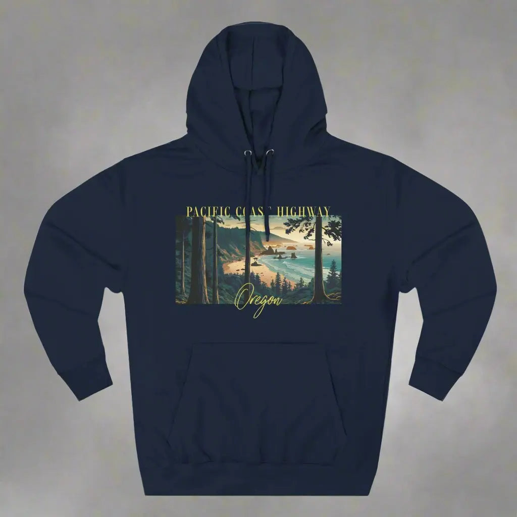 Pacific Coast Highway Oregon Shore Large Print Unisex Fit Fleece Hoodie Dark Colors Hoodie Printify