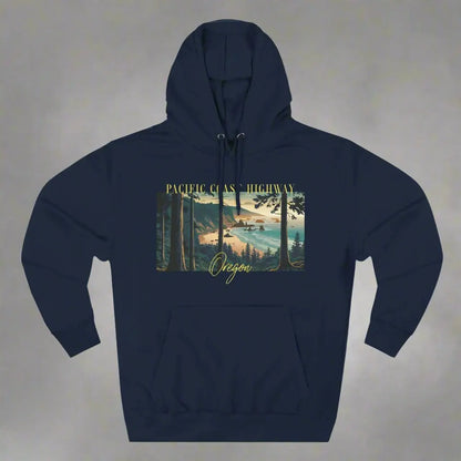 Pacific Coast Highway Oregon Shore Large Print Unisex Fit Fleece Hoodie Dark Colors Hoodie Printify