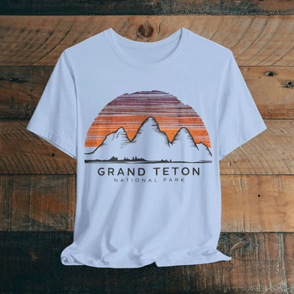 Grand Teton National Park Unisex Fit Soft T-Shirt Colorful Sky Art T-Shirt Printify Baby Blue S
