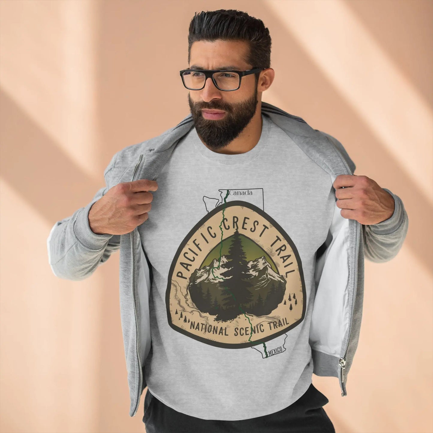 Pacific Crest National Scenic Trail Unisex Crewneck Sweatshirt PCT Map Logo Sweatshirt Printify