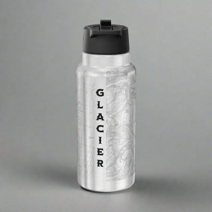 Glacier National Park Topographic Insulated Water Bottle Tumbler 32oz CDT PNT Trails Mug Printify
